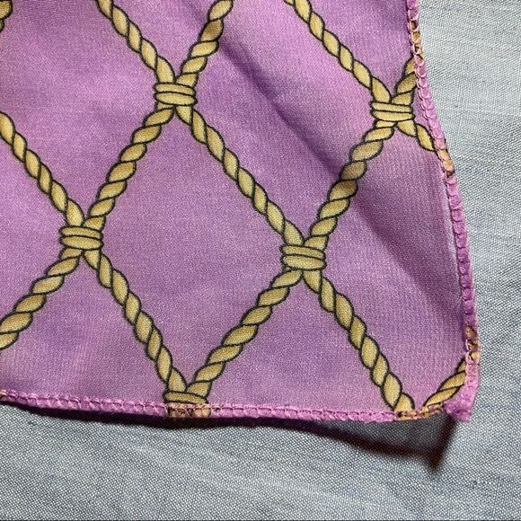 Fantastic Vintage Tall Ships scarf with ropes nets and clouds lavender and gold - Picture 6 of 8
